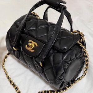 VIP CC Black Quilted Mini Barrel With Gold Details. (New In Box)